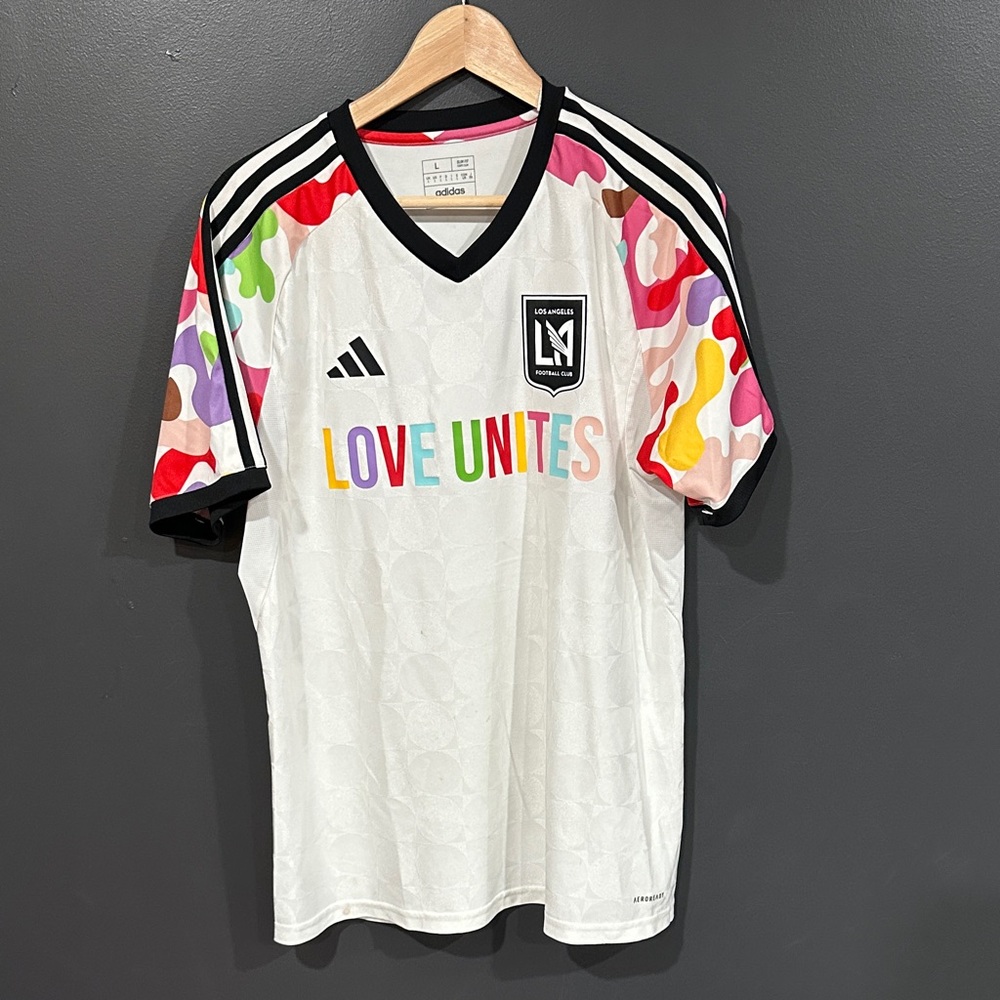adidas White LAFC 'Love Unites' Jersey with Rainbow Sleeves